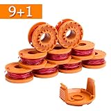 FutureWay String Trimmer Spools Compatible with Worx WG163 WG155 WG180 Cordless Trimmer, 0.065" 10foot Strimmer Trimmer Spools for WA0010, 9 Spools and 1 Cap