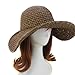 Tinksky Summer Sun Hat Beach Straw Cap Folding Women's Wide Floppy Brim Hat,Brown Coffee, head size 56cm-58cm