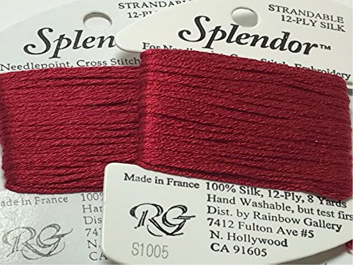 RAINBOW GALLERY-SPLENDOR-12 PLY 100% SILK-STRANDABLE- FOR NEEDLEPOINT-COLOR-S1005-CRANBERRY-THIS LISTING IS FOR 1 CARD