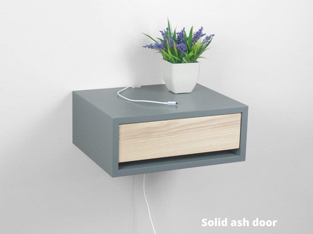 wall mounted bedside table with light