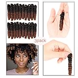 Queentas 3 Pack 10Inch(6mm) Kanekalon Synthetic Toni Curls Crochet Braids Small Bouncy Curly 20Roots/Pack (5 Color) (Black to Dark Brown)