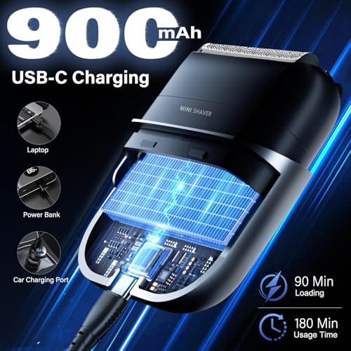 Electric Beard Shaver with LED Display, IPX7 Waterproof Men's Beard Shaver Wet & Dry, Shaver Beard Battery Life 180 Minutes, Lightweight and Quiet, Men's Razor for Beard, Face and Travel