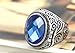 Flongo Men's Vintage Stainless Steel Statement Ring Celtic Knot Blue Glass Class Band, Size 13