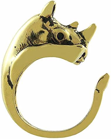 Enhanced Big Rhino Animal Wrap Ring White Gold-plated Shiny Gold Tone- Size 8