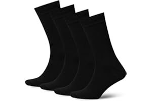 DUNA Mens Dress Socks, Lightweight Cotton Crew Socks, Super Soft and Breathable Socks for Men, Black Socks