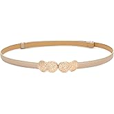 BAOKELAN Women Skinny Belts Thin PU Leather Waist Belt for Dresses Jeans with Gold Buckle