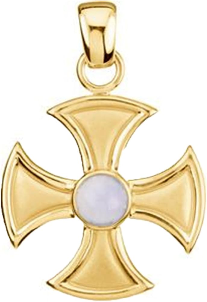 The Men's Jewelry Store Chalcedoney and 14k Yellow Gold Maltese Cross