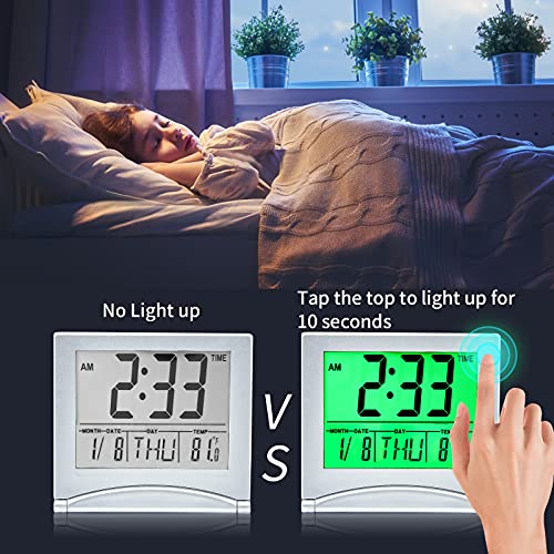 KANBIT Small Digital Travel Alarm Clock Battery Operated, Portable LCD