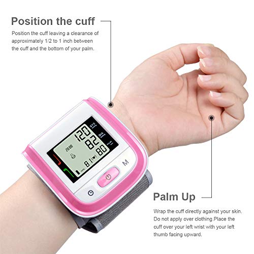 Elera Wrist Blood Pressure Cuff,Fda Approved Blood Pressure Monitor,Blood Pressure Cuff,Automatic Blood Pressure Monitor(Pink)