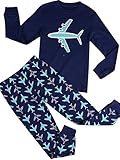 Babypajama Airplane Little Boys' Cartoon Pattern Long Sleeve Pajama Set 2 Piece T-Shirt & Pants Blue Size 1-2 Years