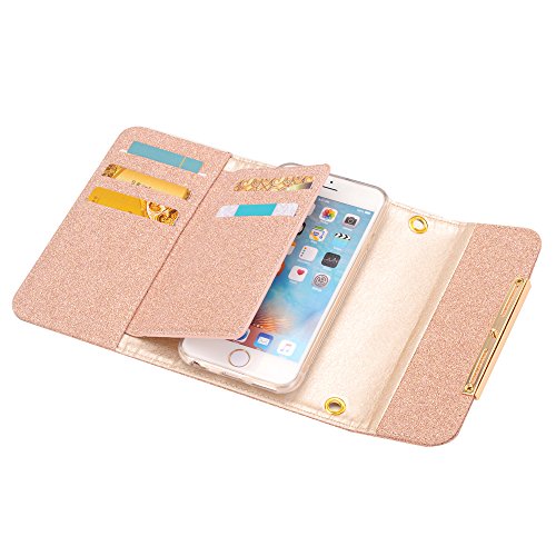 image for iPhone 8 Wallet Case, iPhone 7 Women Case, DMaos Bling Glitter PU Leat
