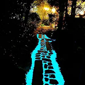 LoveQmall 100 Pcs Glowing Pebbles, Luminous Rocks Colorful Artificial Fluorescent Stones for Garden Walkways,Fish Tank Aquarium (Blue)