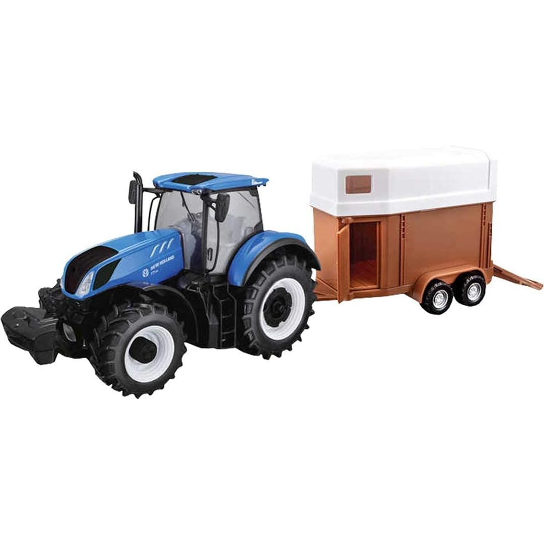 Tobar 1:32 NEW HOLLAND T7HD TRACTOR WITH HORSE TRAILER, Blue