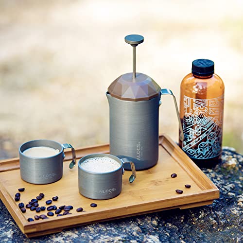 Alocs French Press Coffee Maker, Hard Alumina Coffee Press with 2