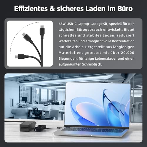 BIUBOTY 65W Portable USB C Charger Compatible with Lenovo Thinkpad 300e 2nd Gen 100e C340 Yoga 720 S730 730 910 920-13ikb C740 X1 Carbon T480 T480s T580 Computer Power Adapter Computer Type-C