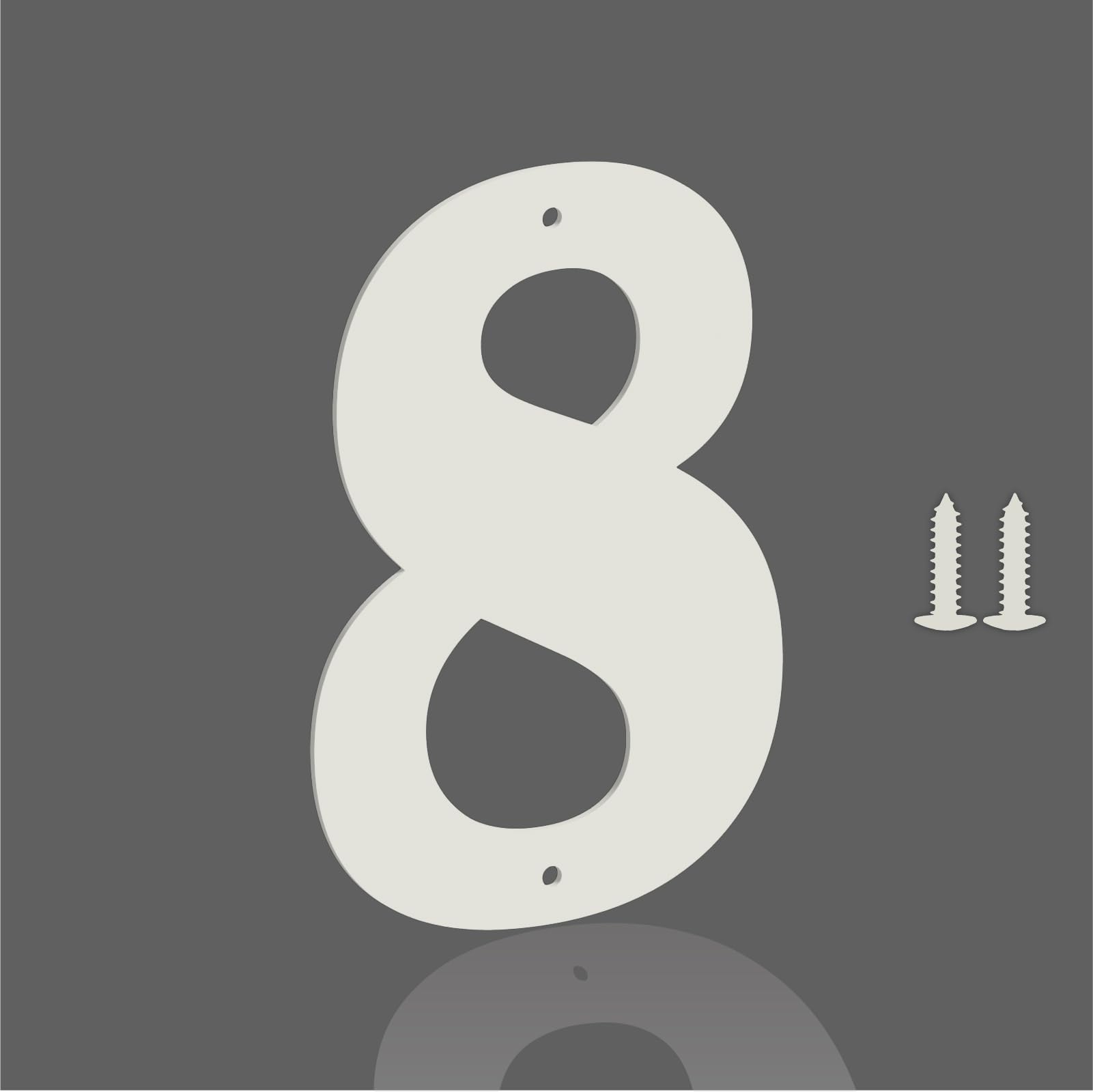 Photo 1 of 6 Inch White Metal Letters, Modern Metal House Address Letters and Numbers for Outside Signs, Outdoor Mailbox Numbers, for Door, Apartment, Office, Home Use(Number 8)