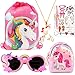CoocleApril 7PCs Unicorn Party Favors Girl Gift Bags Glasses Necklace Earring Coin Purse Tattoo Sticker Party Gifts for Kids Girls