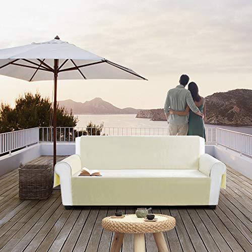 YEMYHOM Real Non-Slip Pet Dog Sofa Covers Protectors Water-Repellent Recliner Couch Slipcovers with Pockets (Sofa, Cream)