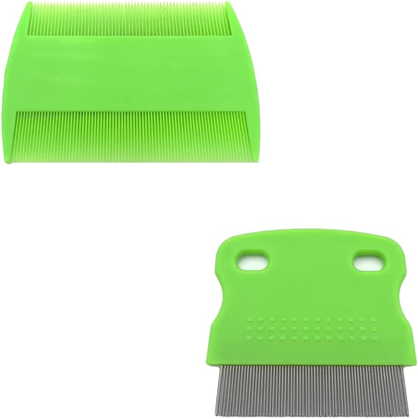 CCLKHY Hair Lice Comb Set, 2 PCS Double Sided Stainless Steel Combs