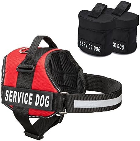 Service Dog Vest with Hook and Loop Straps and Detachable Backpacks - Harnesses in 7 Sizes from XXS to XXL - Service Dog Harness Features Reflective Patch and Comfortable Mesh Design (Red, XL)