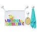 Bath Toy Organizer & Includes 3 BONUSES +, Bathroom Accessories For Baby/Kids, Mesh Storage Bag Netting Helps Minimize Mold, Mildew + 4 Super-Strength Hooked Suction Cups + Ducky!