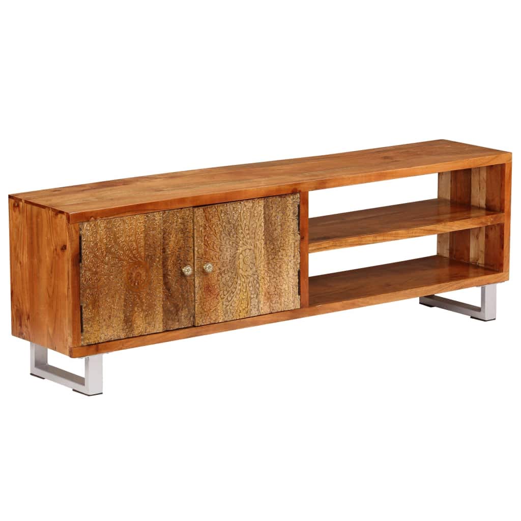 tidyard TV-Schrank Massivholz, mit 2 Regalböden und 1 Schrank mit