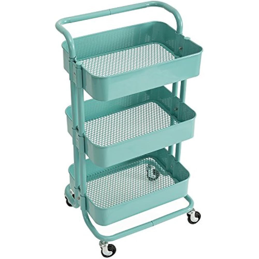Storage Cart 3 Tier Metal Utility Organizer With Wheels Small Art
