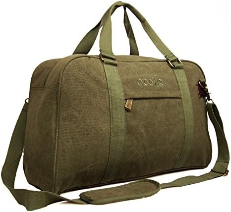 High Quality Mens Womens Canvas Hand Luggage Travel Holdall Gym Flight Cabin Bag (Olive)