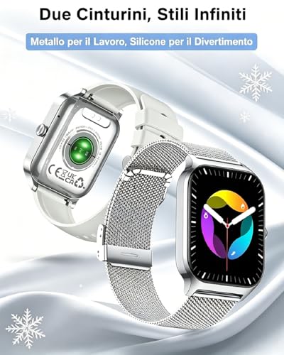 Popglory Smartwatch for Men and Women Calls, 1.85 Inches Health Watch with Blood Pressure, Heart Rate, Sleep, 100+ Sports Fitness Tracker, Pedometer, Compatible with Apple, Samsung, Android