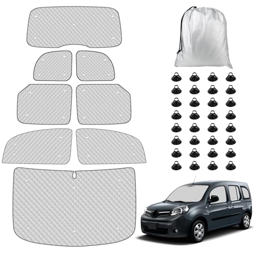 Car Windshield Sunshade Compatible with Renault Kangoo Second Generation II X61 2007-2021, 8 Pieces Internal Car Sun Visor Cover