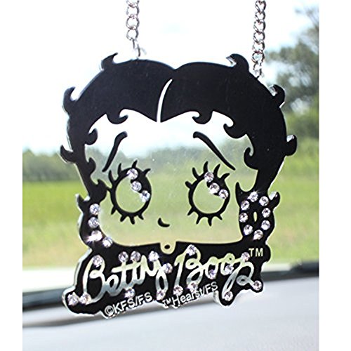 Betty Boop Face Head with Name Script with Gem Clear Crystals Animal Print Safari Wild Series Auto Car Truck SUV Vehicle Universal-fit Rear View Mirror Ornament - Auto Ornamentz - Thumbnail 3