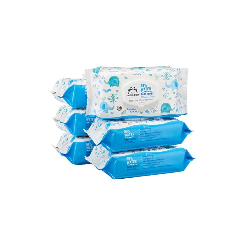 Amazon Brand – Mama Bear 99% Water Baby Wipes, Hypoallergenic, Fragrance Free,72 Count (Pack of 6) (Total 432 wipes)