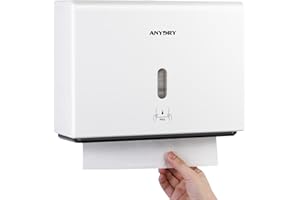 anydry Wall-Mounted Paper Towel Dispenser – Fits Tri-Fold Towels up to 10x3.1 Inches, Holds 200 Sheets, Ideal for Home & Commercial Use (White)