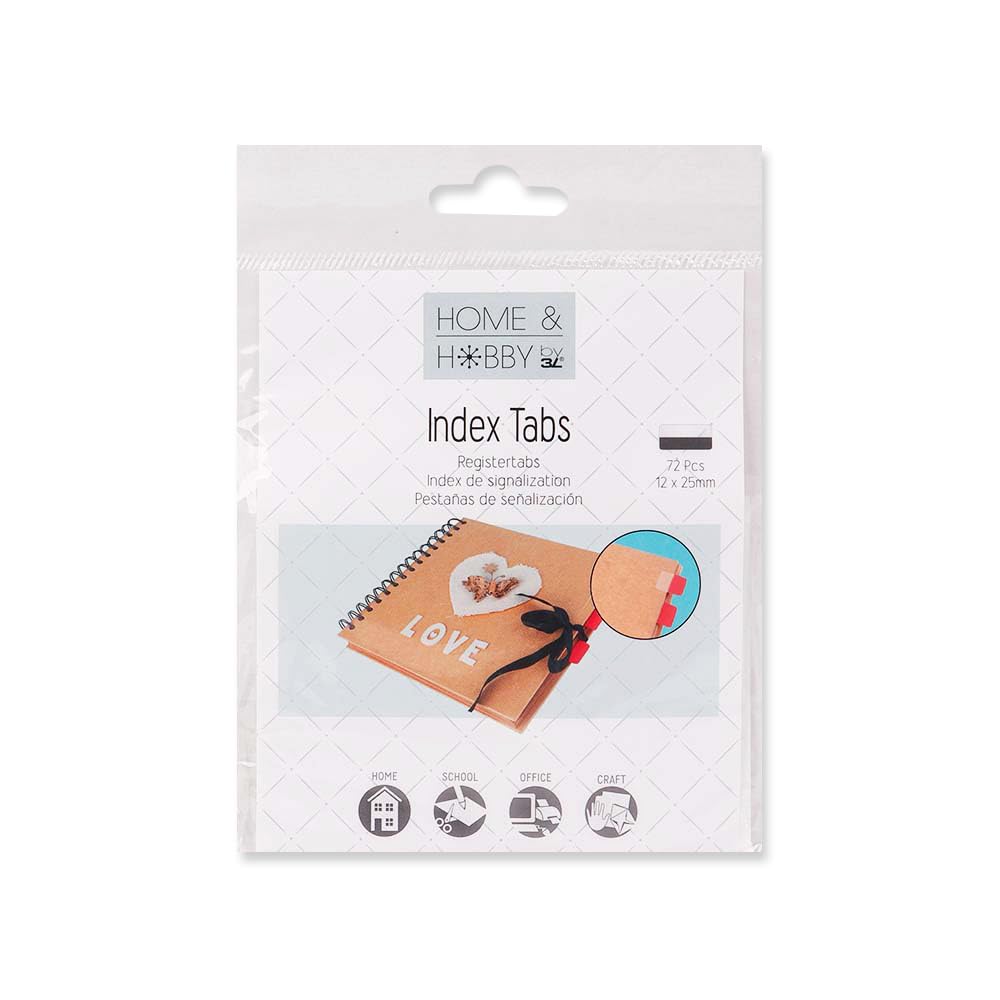 Home and Hobby 3L Index tabs 12 x 25 mm 72 pcs, Acrylic, White, 12 x 25mm