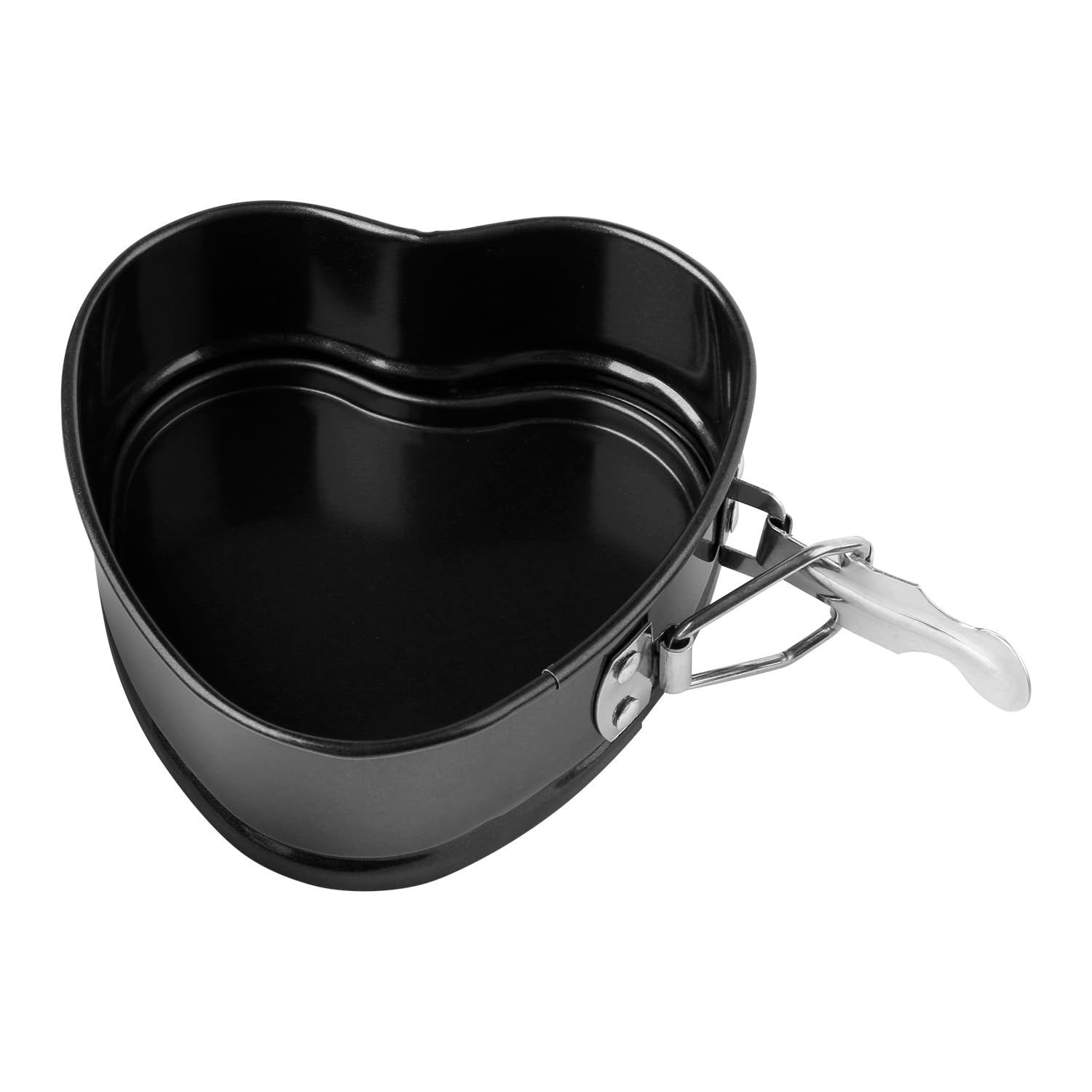 Luckious 4-Inch Heart-Shaped Springform Cake Pan – Non-Stick Carbon Steel Chiffon Cake Mold with Removable Bottom – Ideal for Baking and Oven Use