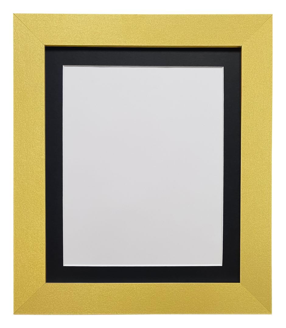 FRAMES BY POST Metro Picture Photo Frame Gold with Black Mount 20 x 16 Image Size 16 x 12 Inch Plastic Glass