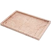 Real Luxurious Natural Marble Vanity Tray Genuine Marble Storage Tray for Home Decor Stone Tray for Bathroom/Kitchen/Vanity/Dresser Non-Resin/Non-Ceramic/Cream Rose