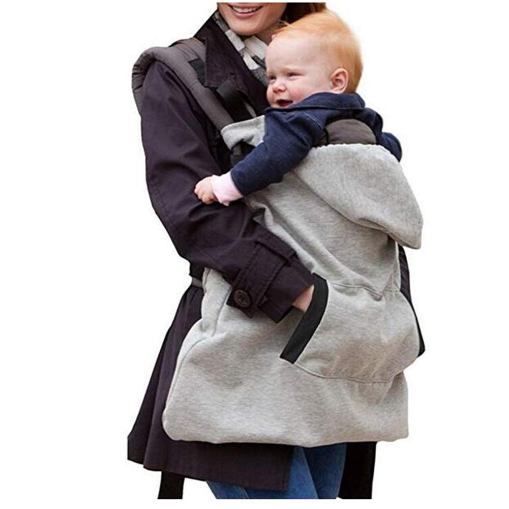 iSpchen Baby Carrier Cover Windproof Warm Cloak,Grey Baby Sling Adjustable Shawl,Soft And Comfortable Velvet,Thick Baby Sling Cloak