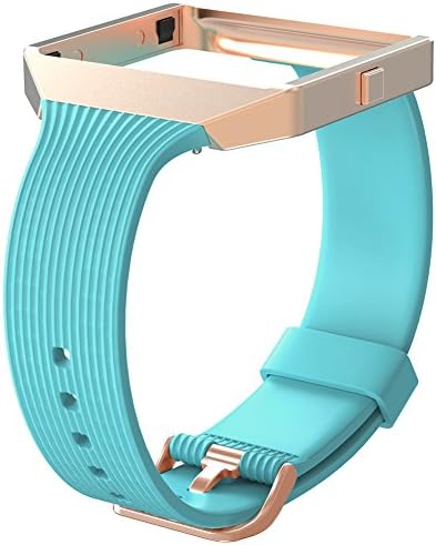For Fitbit Blaze Bands for Women Men,Austrake Silicone Replacement Slim Straps with Frame for Fitbit Blaze Smart Fitness Watch Accessory Teal