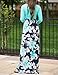 DUNEA Women's Maxi Dress Floral Printed Autumn 3/4 Sleeve, Green, Size Large