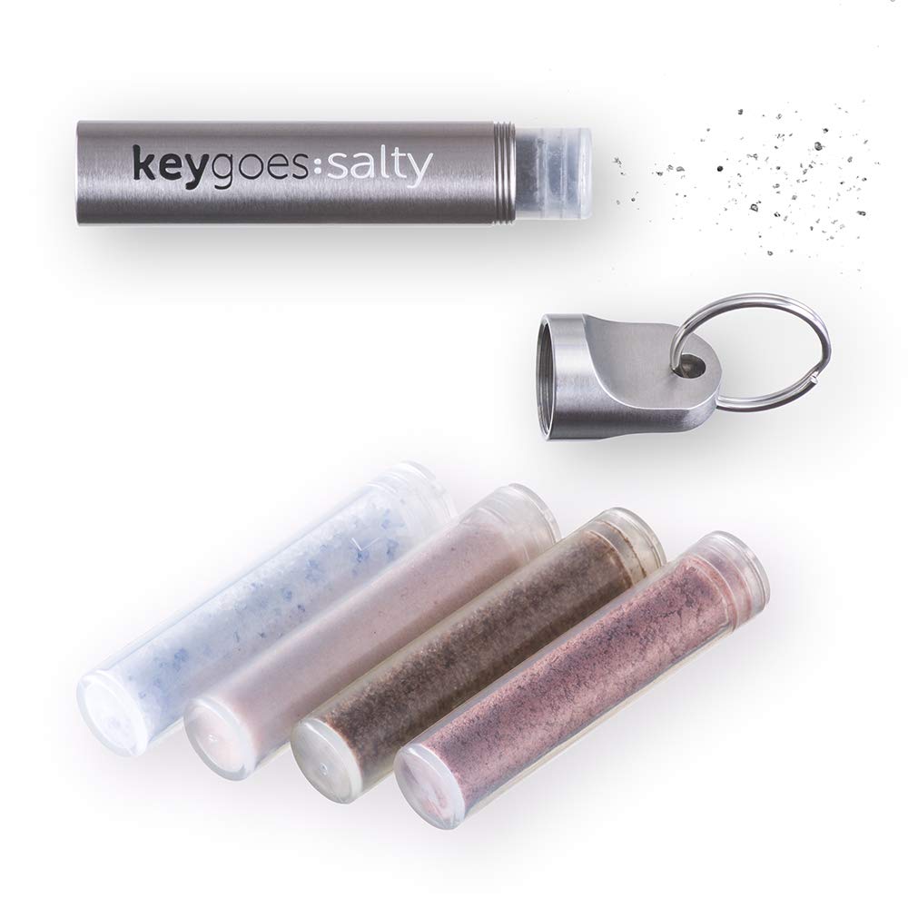 keygoes:chili Keygoe:Salty Stainless Steel Keychain - Salt shaker | comes with five exclusive salt refills | uncomparable gadget | keyring