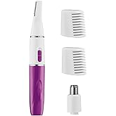 Conair Facial Trimmer for Women, Pinch-Free Precision, 2 Brow Combs | Battery-operated design with a precision trimmer and a nose and ear trimmer offers pain-free facial hair removal for women