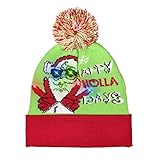 LED Light-up Knitted Ugly Sweater Holiday Xmas Christmas Beanies - 3 Flashing Modes (Happy Holla Days)