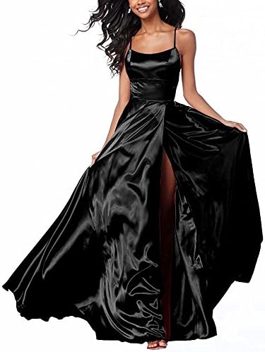Halter Prom Dresses Long Split A-Line Spaghetti Evening Gowns with Pockets 2019