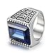 Boho Jewelry Mens Stainless Steel Cz Ring Vintage Large Charming Gemstone Band (10)