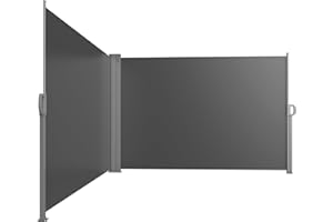 HOLYMUSS 286 x 71 inch Retractable Side Awning, Double Side Retractable Outdoor Privacy Screen, Waterproof & UV-Resistant, Grey