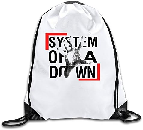 System Of A Down Toxicity Logo Spiders White Drawstring Backpack Sport Bag For Men &amp; Women