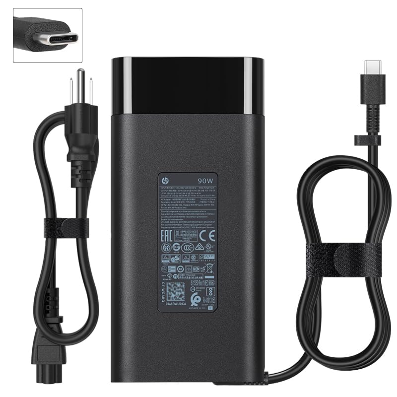 Photo 1 of 90W Laptop USB C Charger Fit for HP Envy x360 EliteBook 1040 G4 ZBook x2 G4 Spectre x360 15-bl075nr 2VY99EA 2PN61EA L45440-001 4.5A AC Adapter Type C Charger
