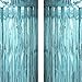 WHITEEN POP Blue Metallic Foil Curtains - Under The Sea Ocean Theme Birthday Baby Shower Party Tinsel Foil Fringe Curtains Wedding Anniversary Party Photo Backdrops Decorations, 2pc