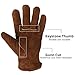 OZERO Thermal Gloves, Genuine Cowhide Leather Snow Working Glove Lined with Thick and Warm Imitation Lambswool - Cold Proof, Windproof and Wear-resistant for Men & Women - Brown/X-Large